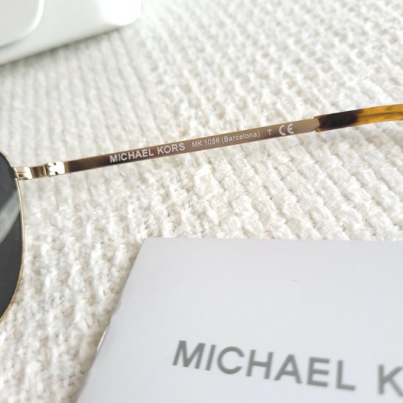 New  Michael Kors Barcelona Pilot Shape Sunglasses in black and gold (MK1056) main image 4